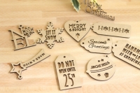Set etiquetas navidad de madera